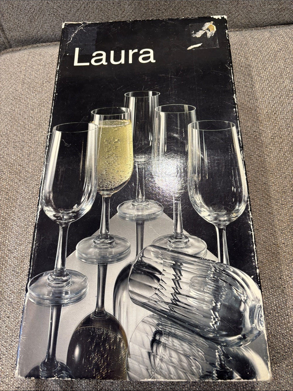 Vintage Laura Clear Champagne Flutes Set - Transparent Glass